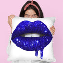 Lip Drip Navy Glitter Throw Pillow By Amanda Greenwood