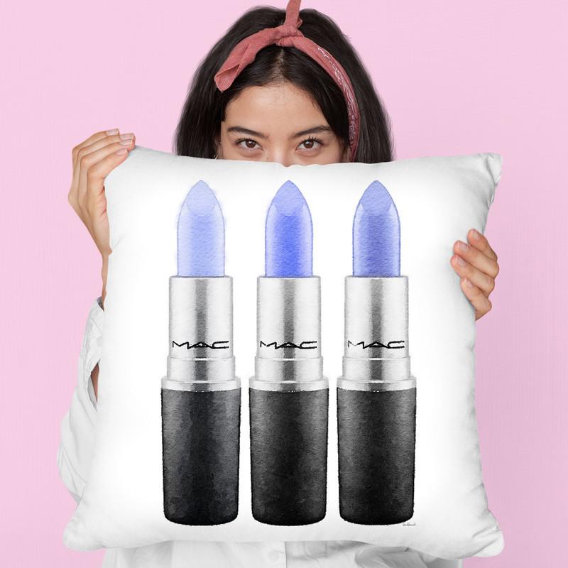 Lipstick 3 Blue Throw Pillow By Amanda Greenwood