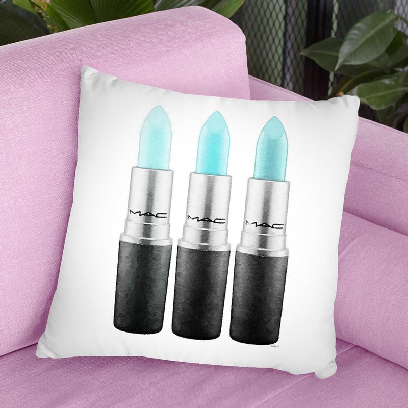 Lipstick 3 Teal Throw Pillow By Amanda Greenwood