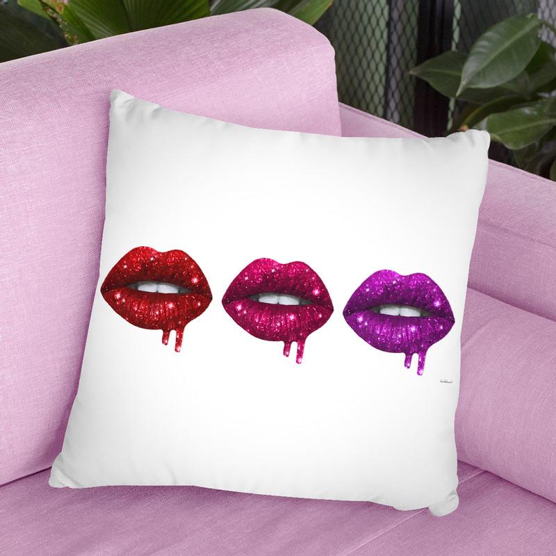 Lip Drip Row Red To Purple Throw Pillow By Amanda Greenwood