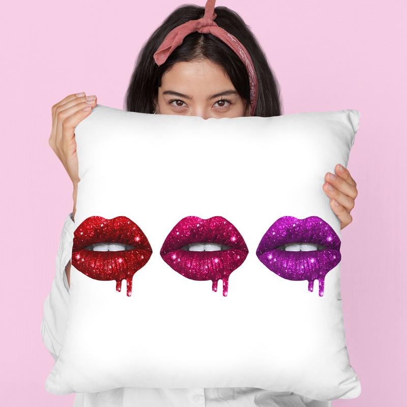 Lip Drip Row Red To Purple Throw Pillow By Amanda Greenwood