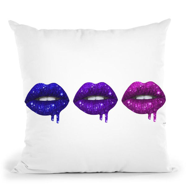 Lip Drip Row Blue To Purple Throw Pillow By Amanda Greenwood