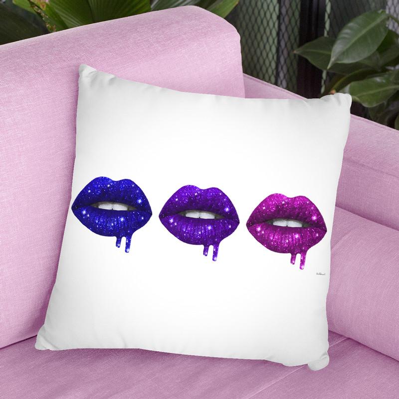Lip Drip Row Blue To Purple Throw Pillow By Amanda Greenwood