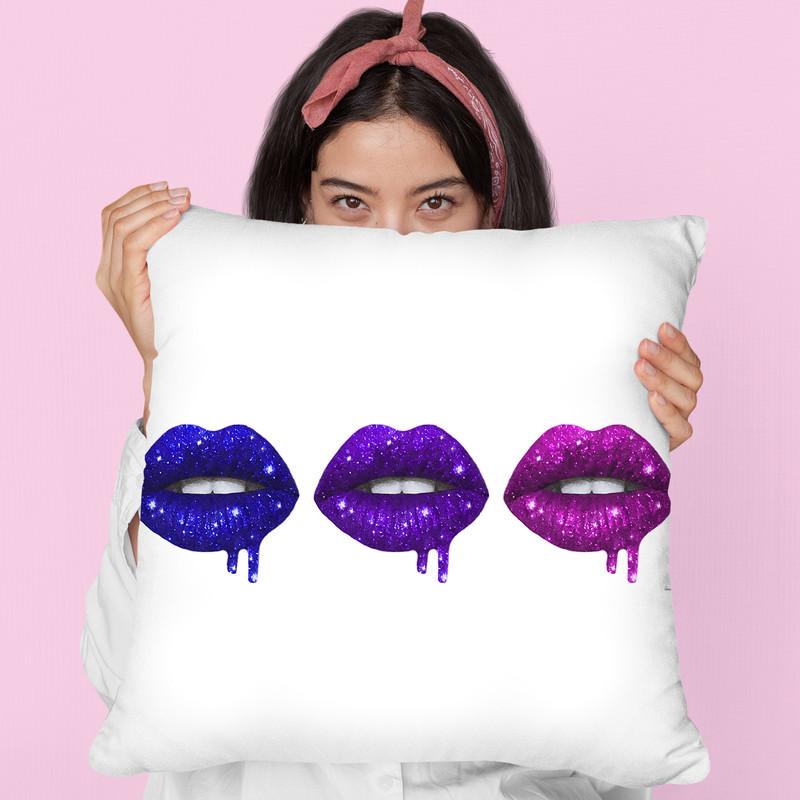 Lip Drip Row Blue To Purple Throw Pillow By Amanda Greenwood