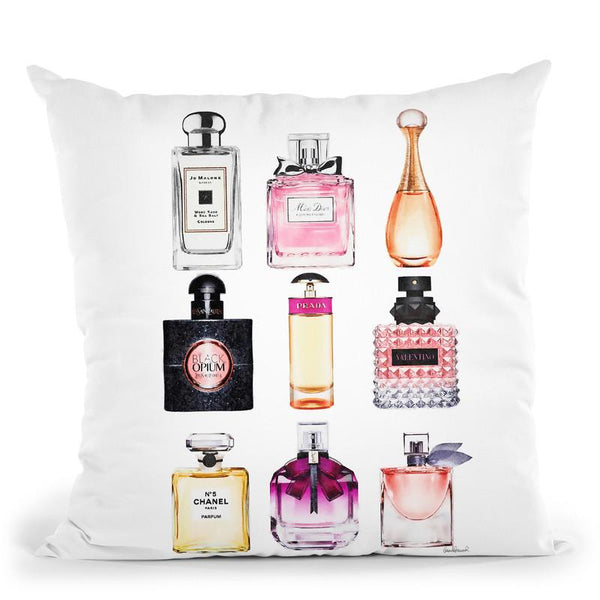 Perfume Collection Throw Pillow By Amanda Greenwood