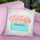 Teal Blue Shopper Pearl Handle Peach Hydrangeas Textured Throw Pillow By Amanda Greenwood