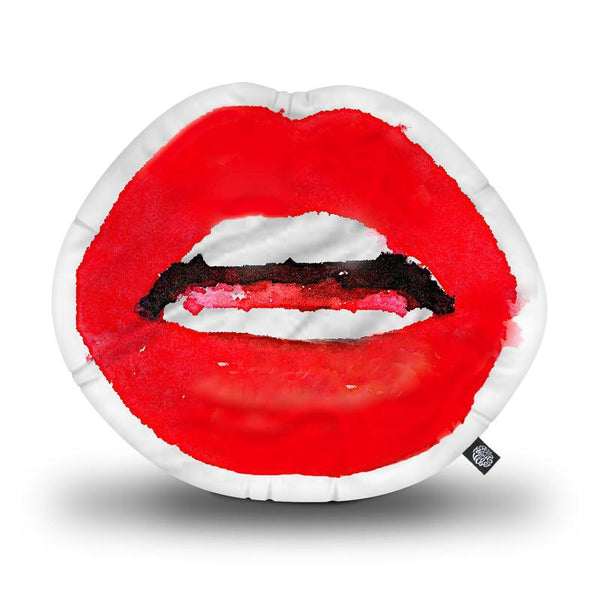 Lips Are Moving Shaped Throw Pillow by Amanda Greenwood - by all about vibe