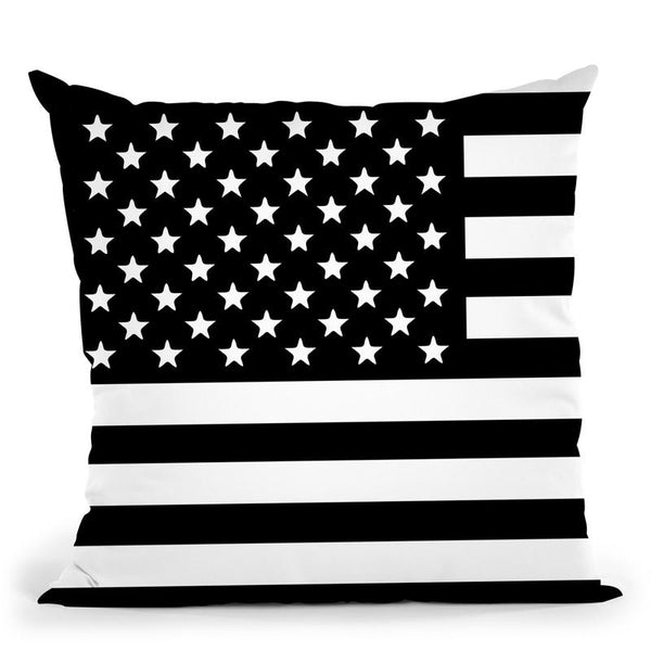 American Flag Bw Throw Pillow By Andrea Haase
