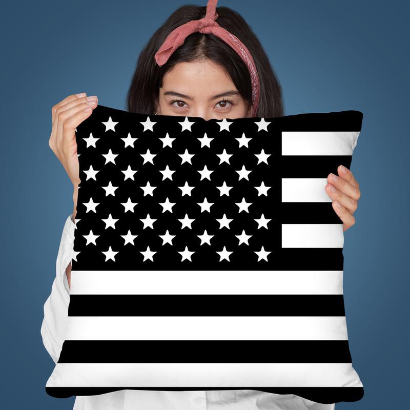 American Flag Bw Throw Pillow By Andrea Haase