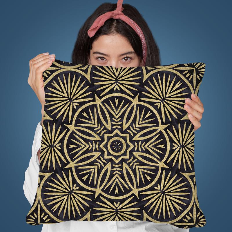 Art Deco Black Gold Viiii Throw Pillow By Andrea Haase