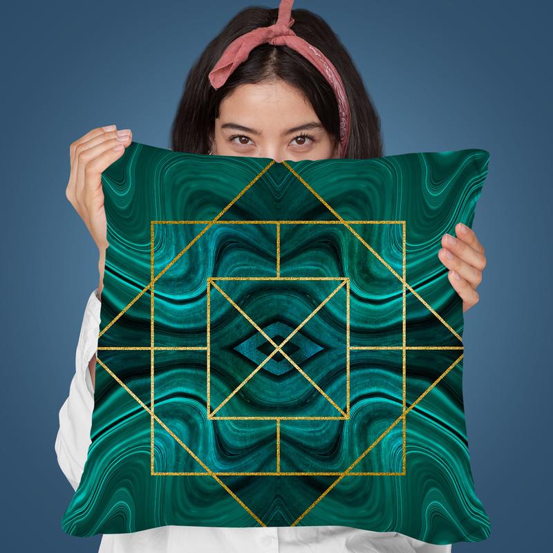 Art Deco Marble Green Throw Pillow By Andrea Haase
