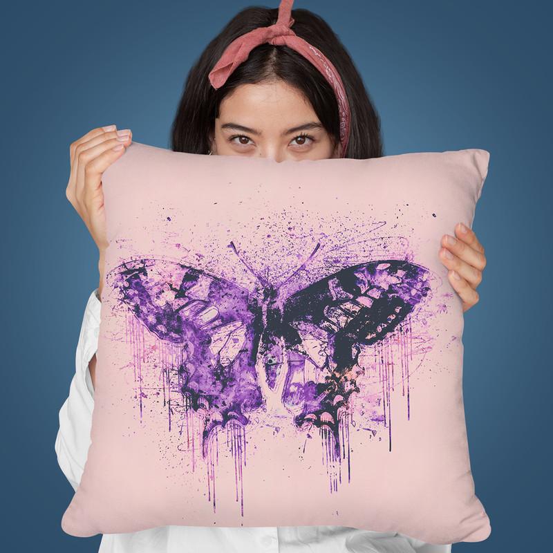 Artsy Butterfly Pink Throw Pillow By Andrea Haase