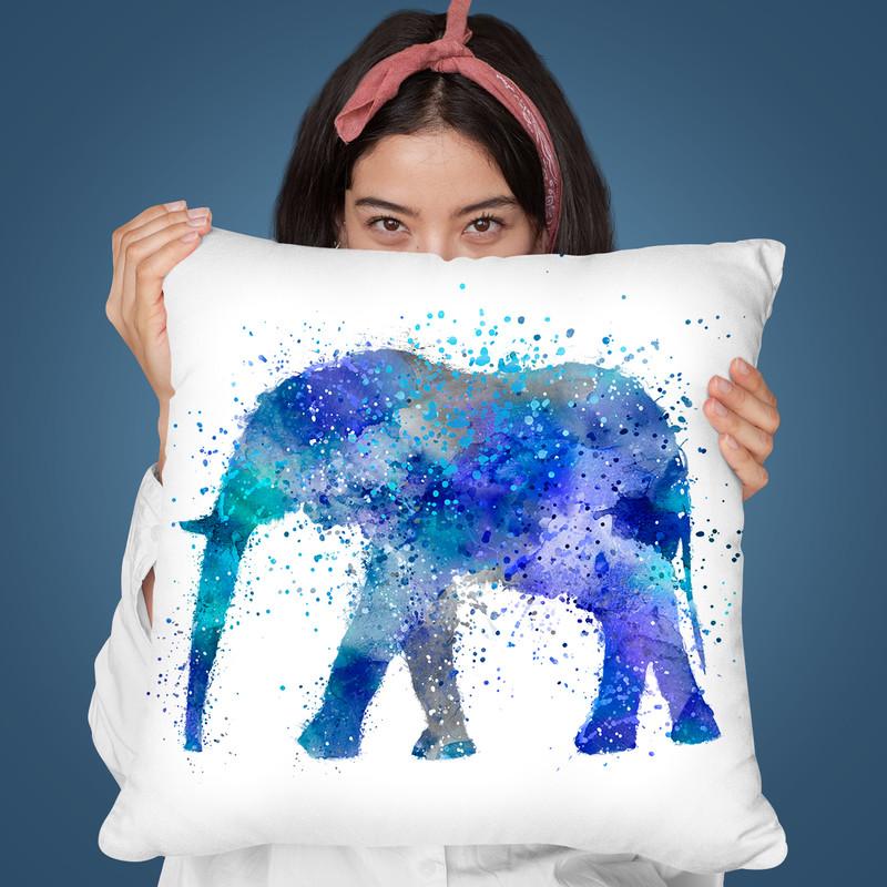 Artsy Elephant Blue Throw Pillow By Andrea Haase