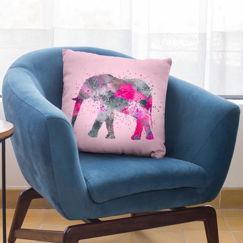 Artsy Elephant Pink Throw Pillow By Andrea Haase