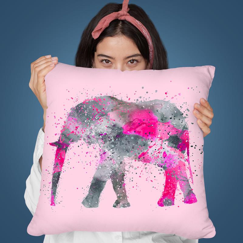Artsy Elephant Pink Throw Pillow By Andrea Haase