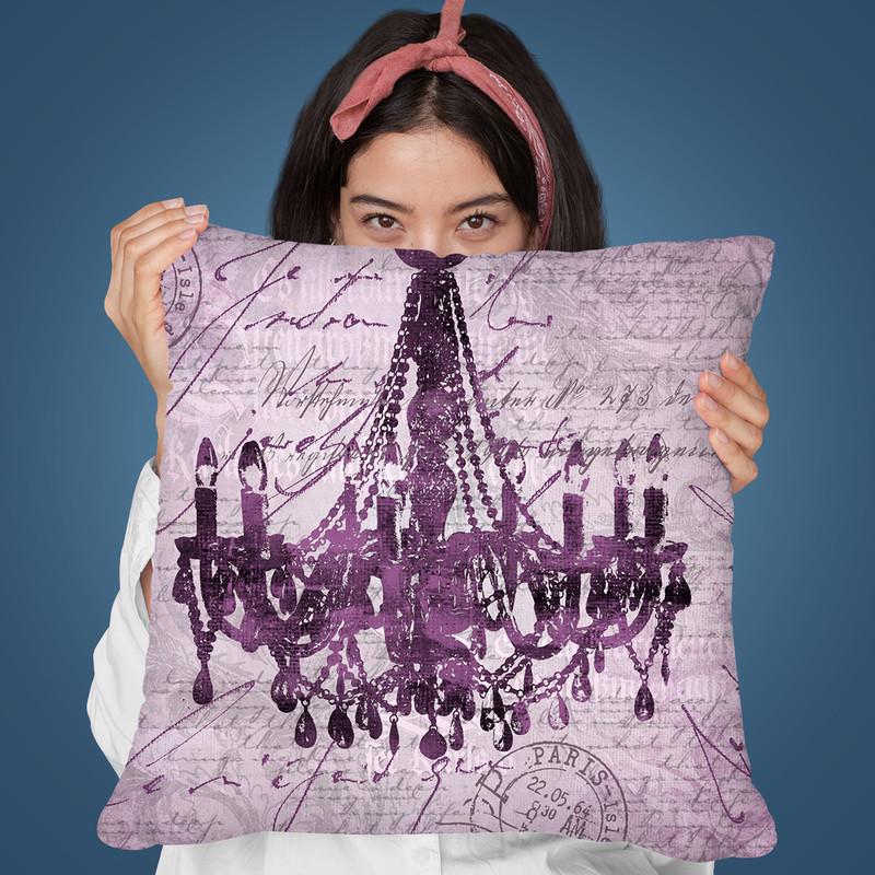 Baroque Chandelier Purple Throw Pillow By Andrea Haase