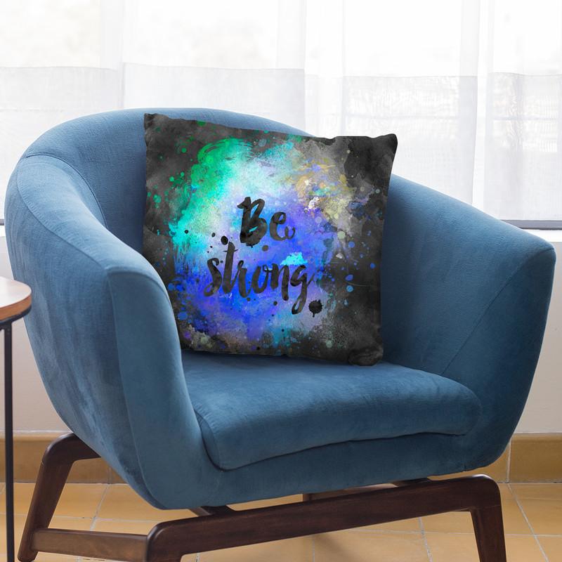 Be Strong Blue Throw Pillow By Andrea Haase
