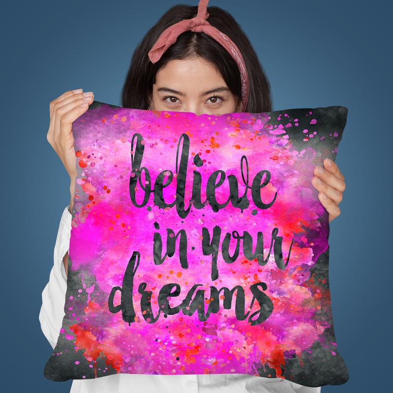 Believe Pink Throw Pillow By Andrea Haase