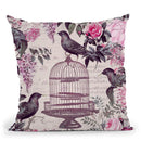 Bird Cage And Flowers Throw Pillow By Andrea Haase