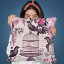 Bird Cage And Flowers Throw Pillow By Andrea Haase
