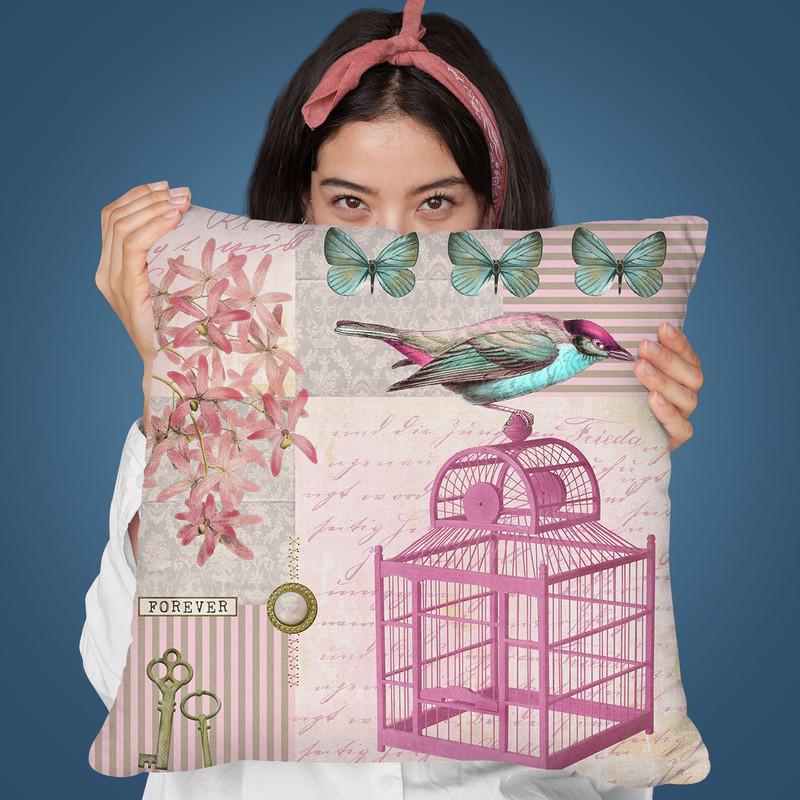 Bird Collage I Throw Pillow By Andrea Haase