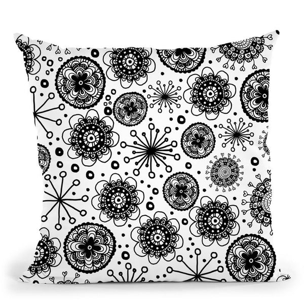 Black And White Doodle Pattern Throw Pillow By Andrea Haase