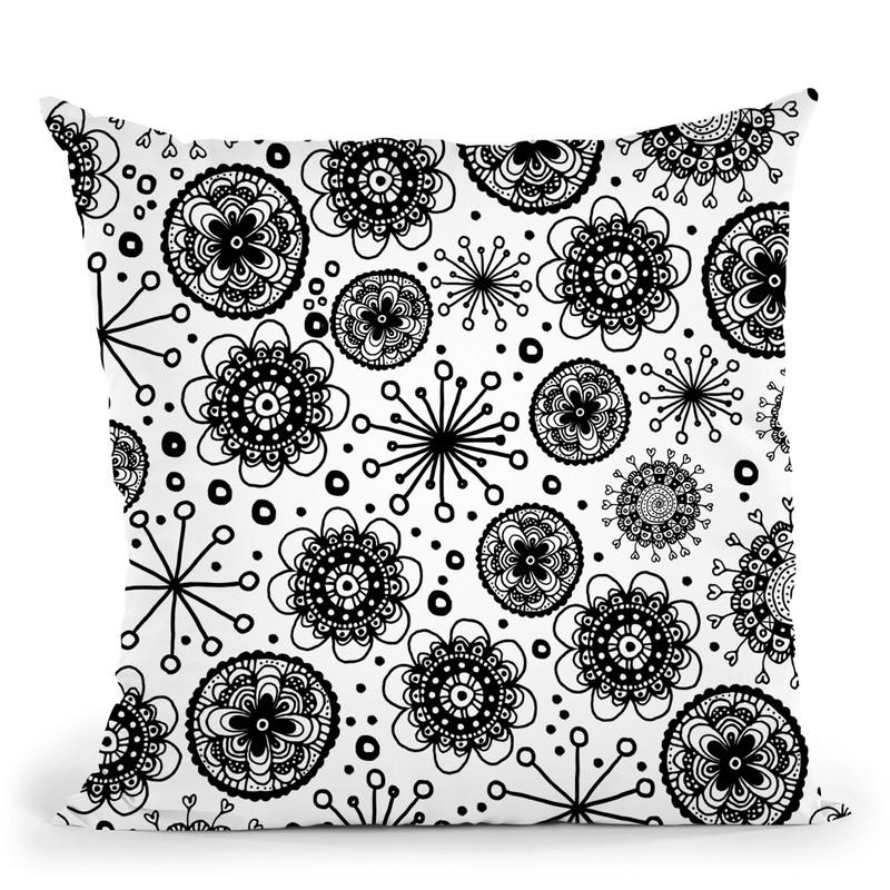 Black And White Doodle Pattern Throw Pillow By Andrea Haase