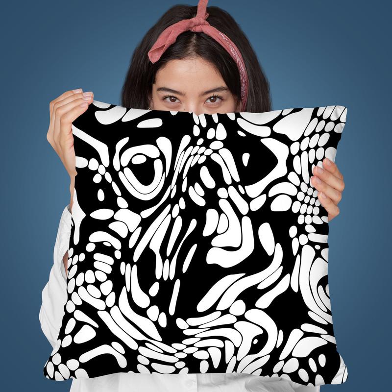 Black And White Odd Shape Throw Pillow By Andrea Haase