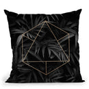 Black Leaves Gold Geometric I Throw Pillow By Andrea Haase