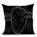 Black Leaves Gold Geometric Throw Pillow By Andrea Haase