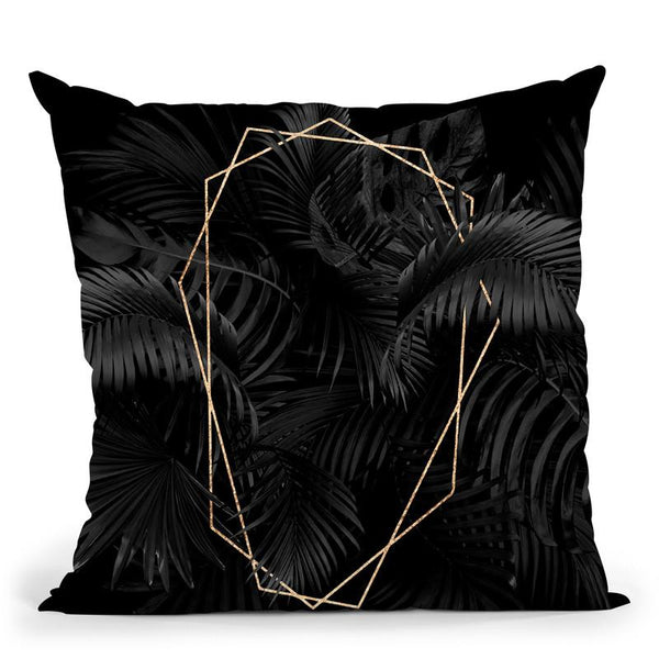 Black Leaves Gold Geometric Throw Pillow By Andrea Haase