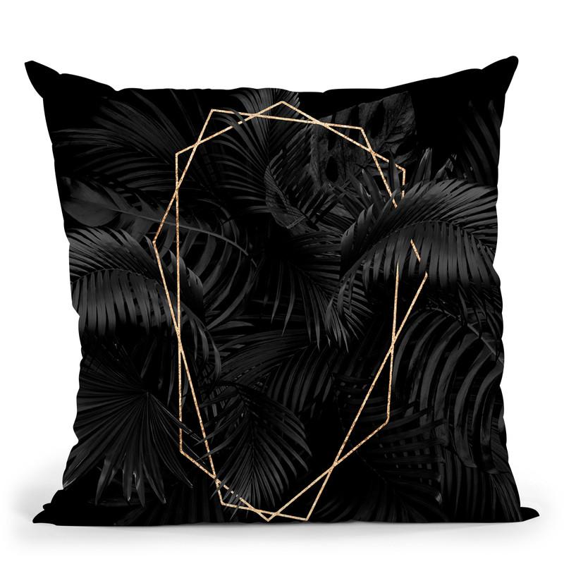Black Leaves Gold Geometric Throw Pillow By Andrea Haase