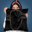 Black Leaves Gold Geometric Throw Pillow By Andrea Haase