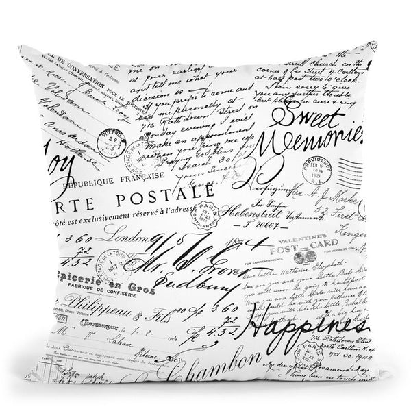 Black White Handwriting Throw Pillow By Andrea Haase