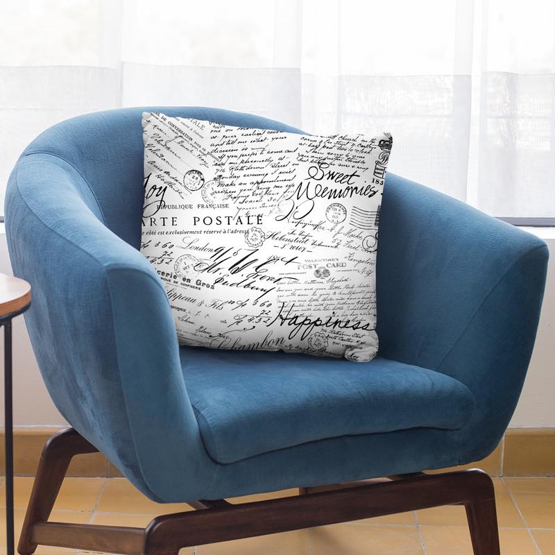 Black White Handwriting Throw Pillow By Andrea Haase