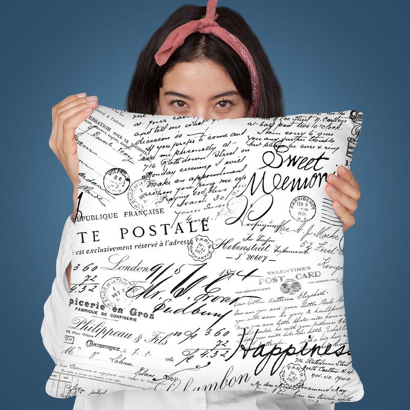 Black White Handwriting Throw Pillow By Andrea Haase