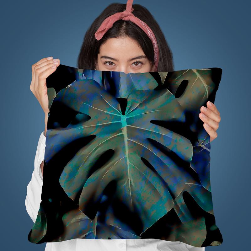 Blue Leaves Throw Pillow By Andrea Haase