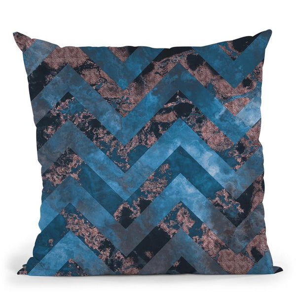 Blue Rose Gold Chevron Throw Pillow By Andrea Haase