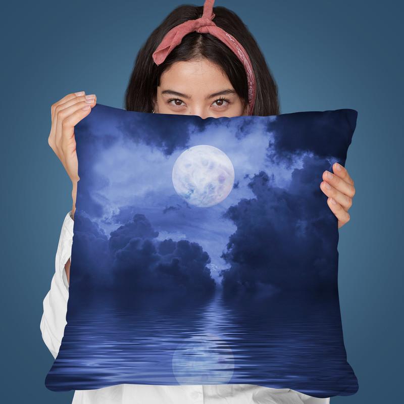 Blue Water Moon Throw Pillow By Andrea Haase