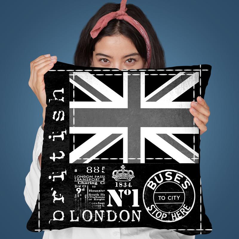Britain Black And White Throw Pillow By Andrea Haase