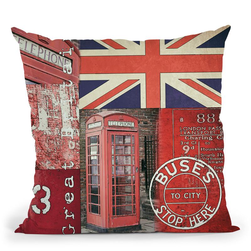 Britain Collage Throw Pillow By Andrea Haase