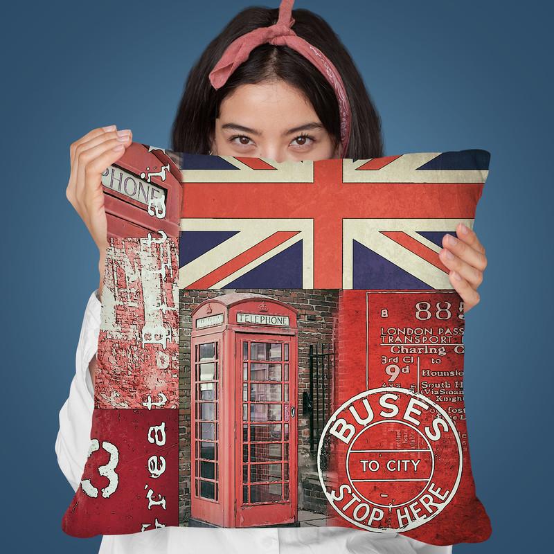 Britain Collage Throw Pillow By Andrea Haase