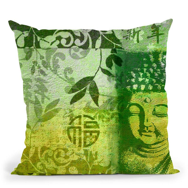 Buddha Green I Throw Pillow By Andrea Haase