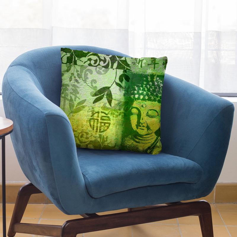 Buddha Green I Throw Pillow By Andrea Haase