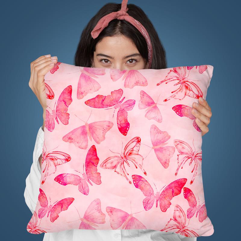 Butterflies Pink Throw Pillow By Andrea Haase