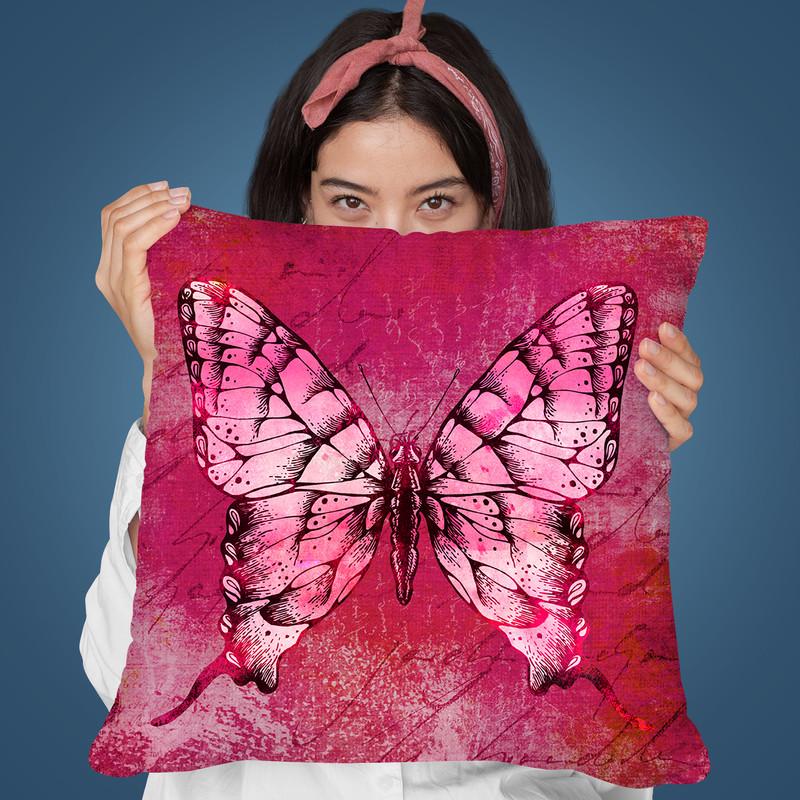 Butterfly Pink Throw Pillow By Andrea Haase