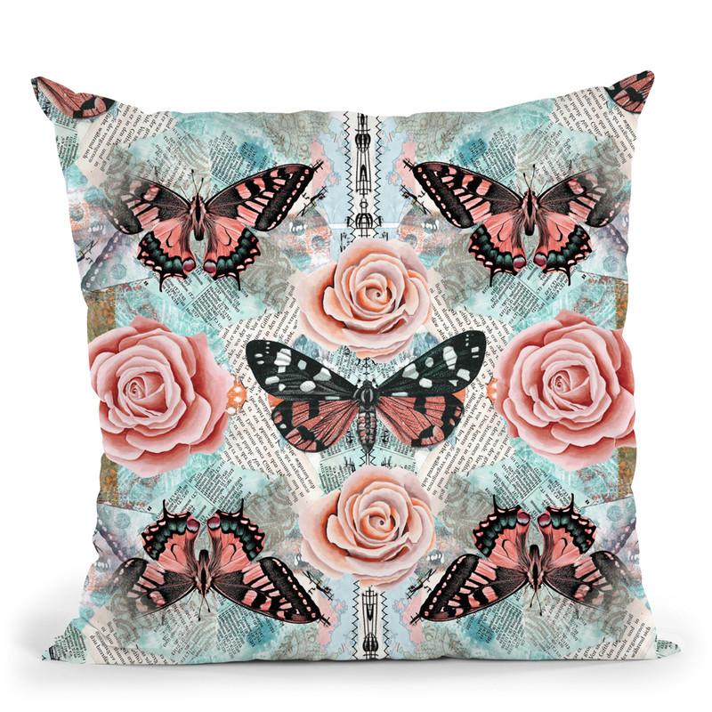 Butterfly Rose Throw Pillow By Andrea Haase