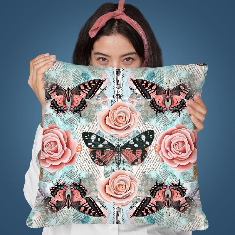 Butterfly Rose Throw Pillow By Andrea Haase