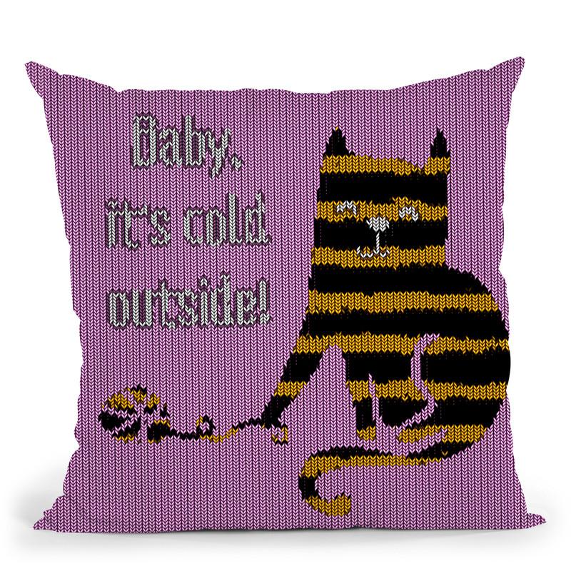 Cat Cold Throw Pillow By Andrea Haase