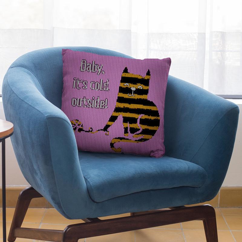 Cat Cold Throw Pillow By Andrea Haase